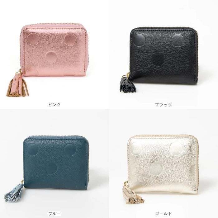 ☆ percheペルケ ドット型押しジャバラ・カードウォレット