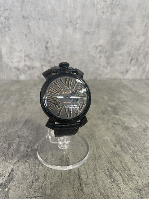 GAGA MILANO ｶﾞｶﾞﾐﾗﾉ 腕時計 ｸｫｰﾂ 3針 ﾍﾞﾙﾄ ﾚｻﾞｰ ﾌﾞﾗｯｸ ﾛｰｽﾞｺﾞｰﾙﾄﾞ ﾌﾞﾗｯｸ 33917161