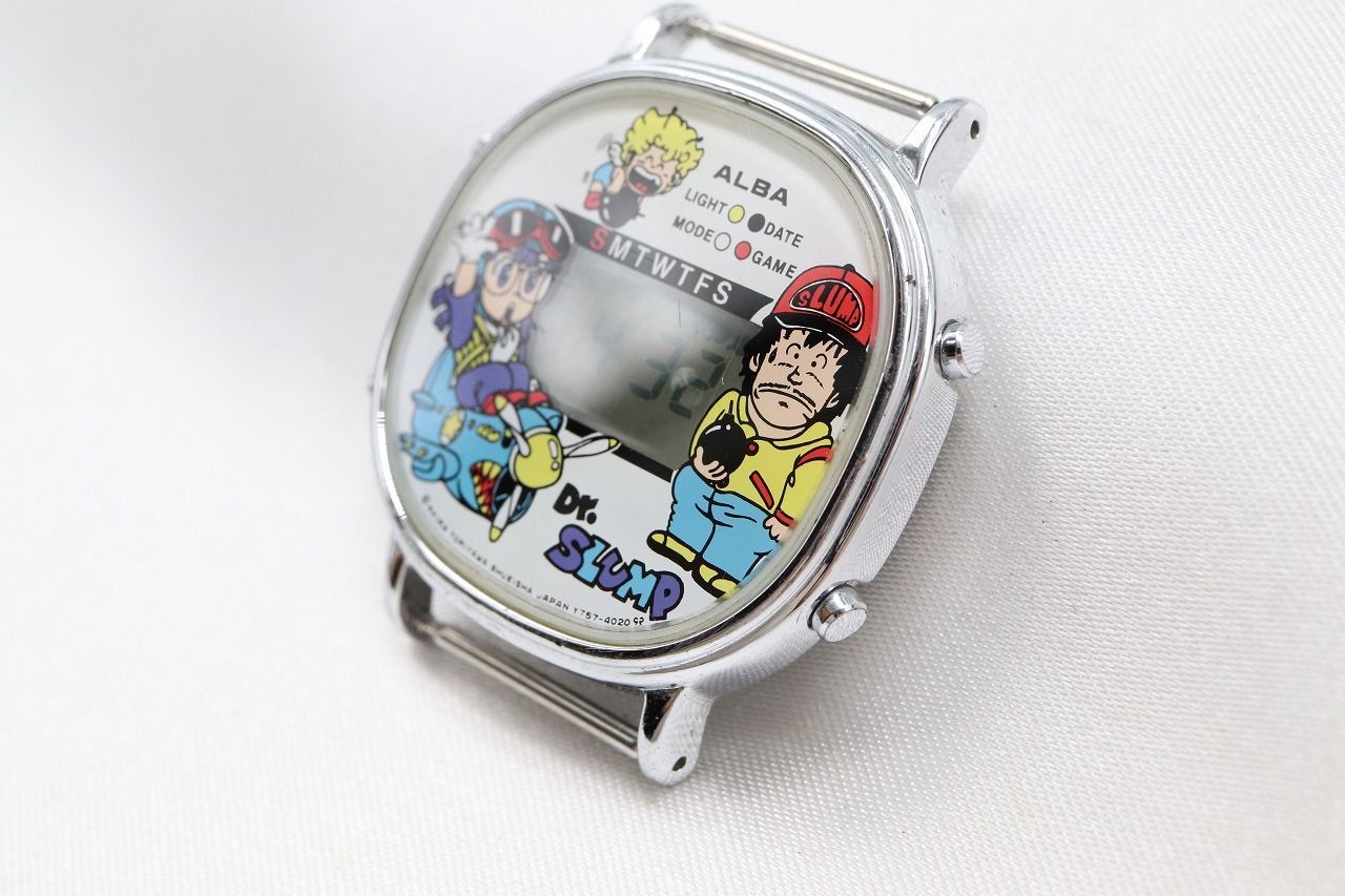 W257-66 超 動作品 電池交換済 SEIKO ALBA セイコー アルバ Dr.スランプ アラレちゃん デジタル 腕時計 フェイスのみ Y757-4000