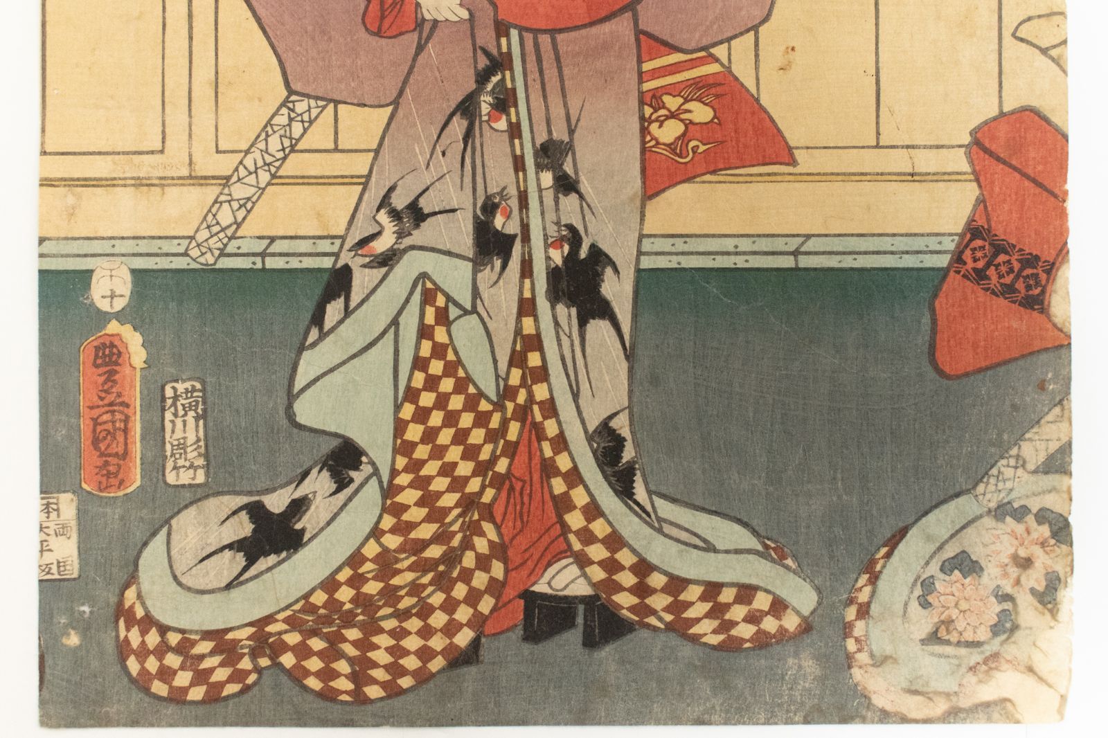 中古】M▽歌川国貞 三代目 歌川豊国 濡つばめの小三 1858年 木