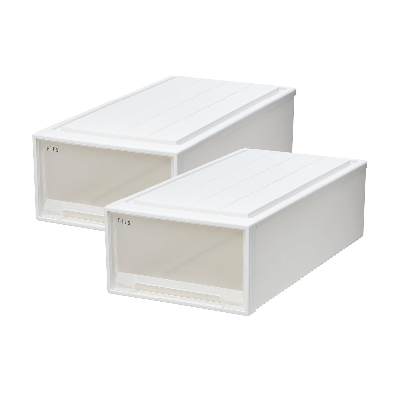 通販 2個セット 天馬 収納ボックス フィッツケース 押入れ 幅39×奥行74×高さ23cm 収納ケース たわみにくい 衣装ケース 日本製 再生材配合 サステナブル 色 ホワイトクリア 74-39M