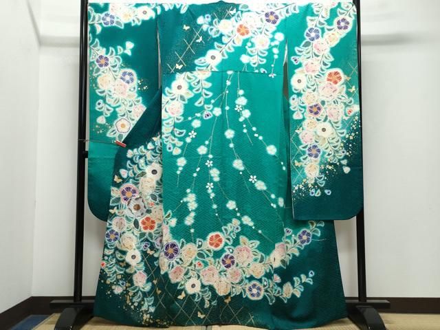 平和屋着物●豪華振袖 花蝶文 金銀彩 正絹 CAAY2926vf