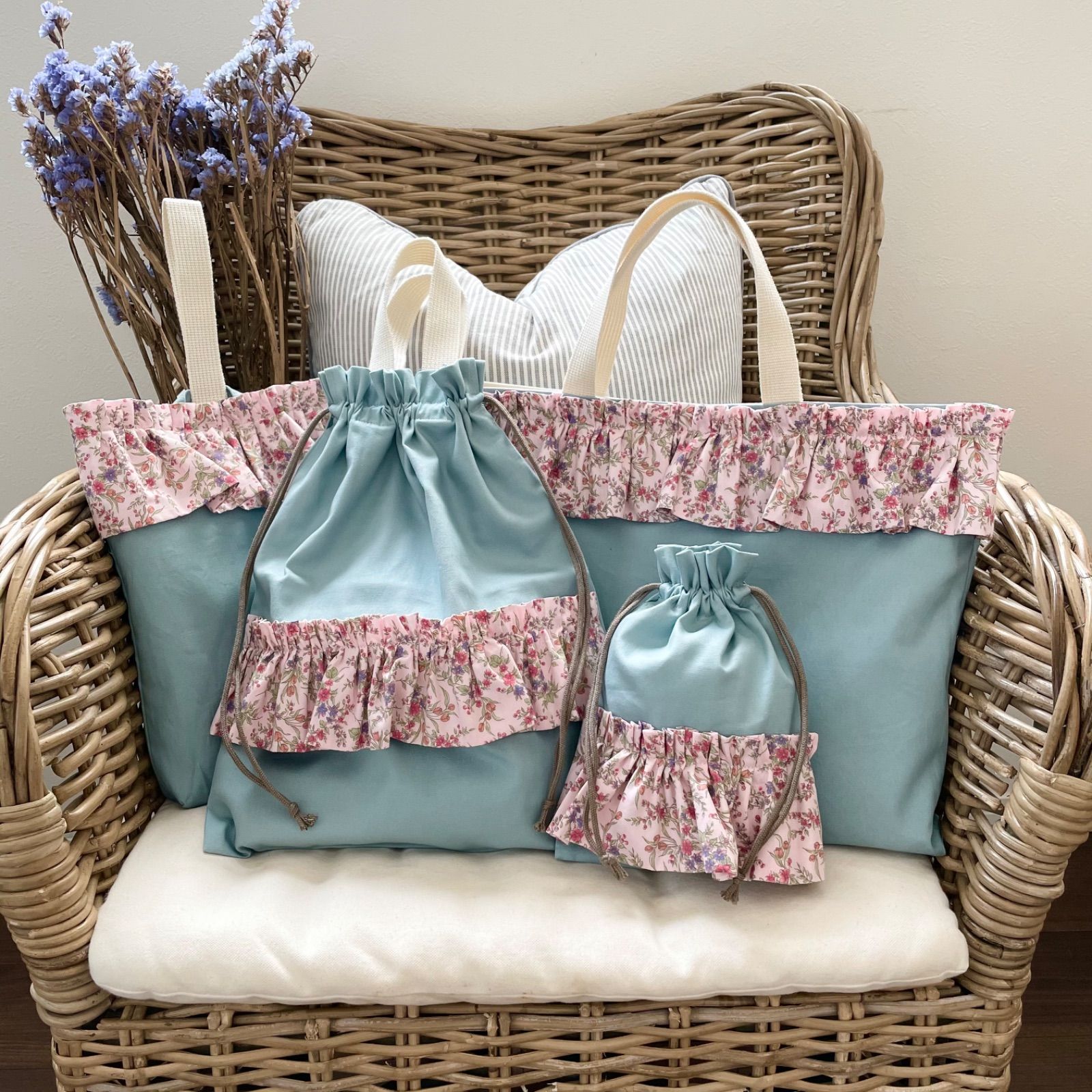 りぼん】ランチョンマット 巾着袋 給食袋 オーダーページ りぼん