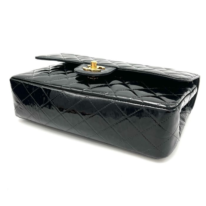 CHANEL シャネル マトラッセ パテント ハンドバッグ ターンロック 黒 CHANEL シャネル マトラッセ パテント ハンドバッグ ターンロック 黒