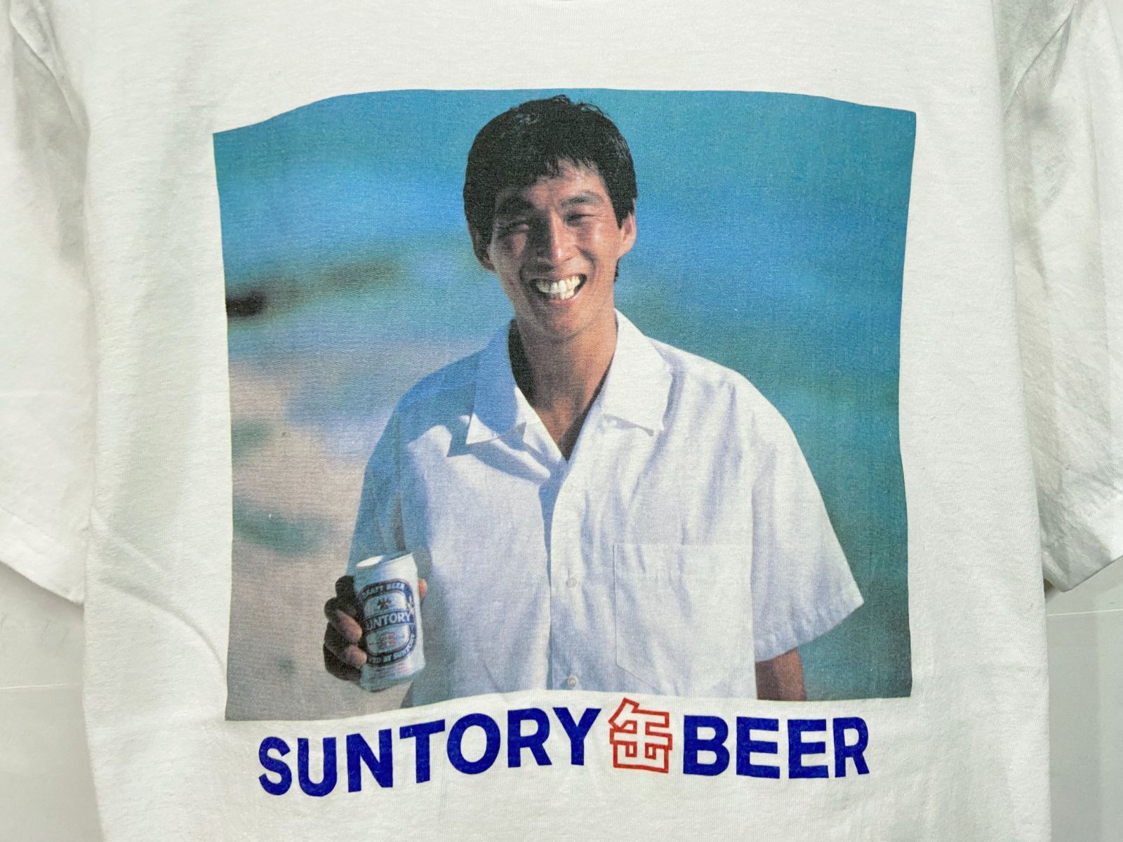 希少 明石家さんま ポロシャツ フリーサイズ ビンテージ 笑福亭さんま 吉本興業 80s ヴィンテージ 明石家さんま x SUNTORY｜サントリー フォト T