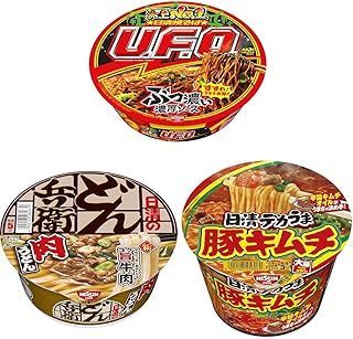 セット買い 日清食品 日清焼そばU.F.O. カップ麺 128g×12個 どん兵衛 肉うどん 甘めのつゆに染みわたるコク旨牛肉 日清食品 カップ麺 86g×12個 日清食品 日清デカうま 豚キムチ カップ麺 101g×12個