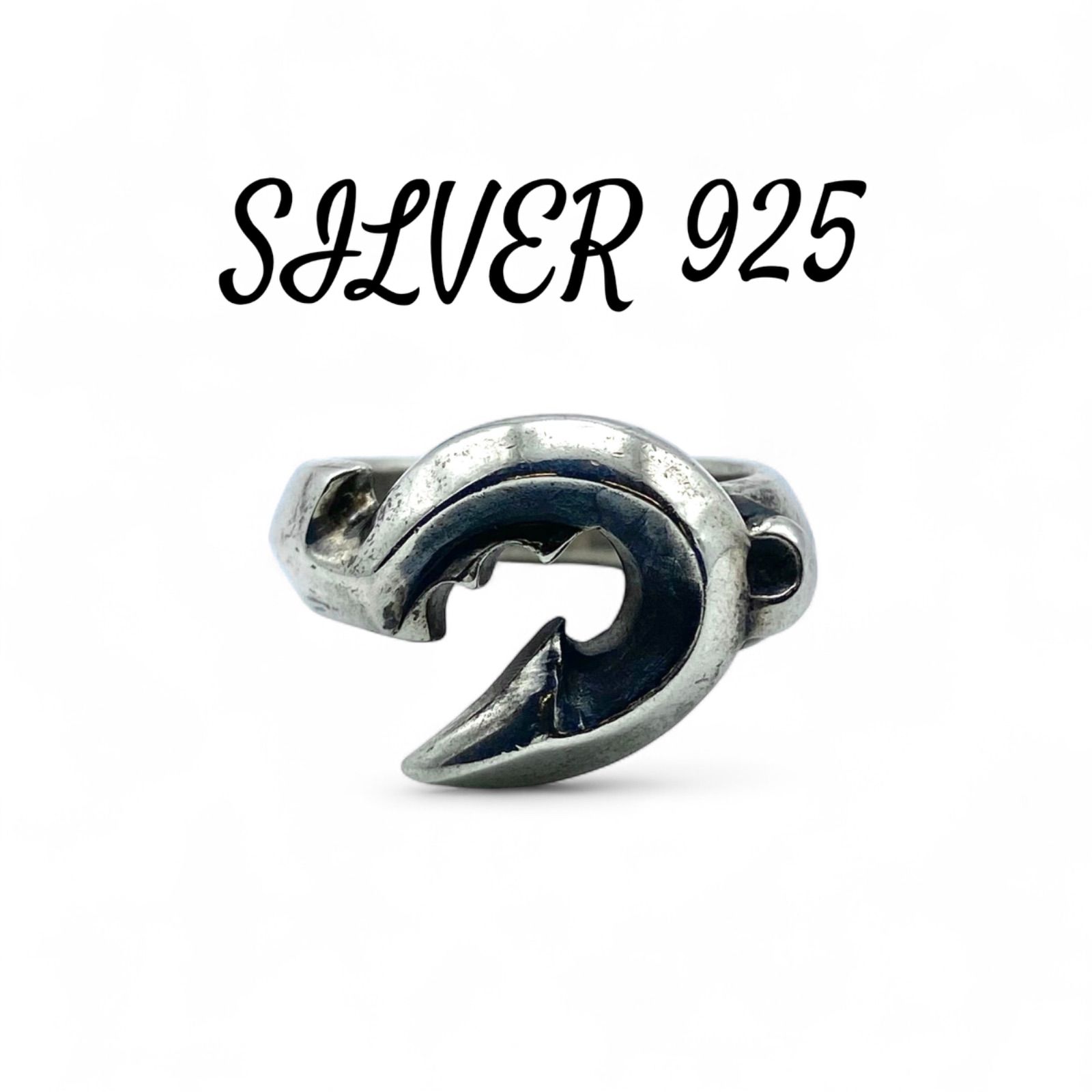 幸運を釣り上げる】フックモチーフ Silver 925 刻印 90s Vintage Ring 