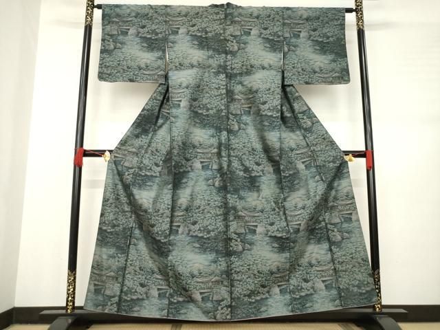 平和屋着物●本場大島紬 総絣 風景文 さが美扱い 正絹 AABB7296ck