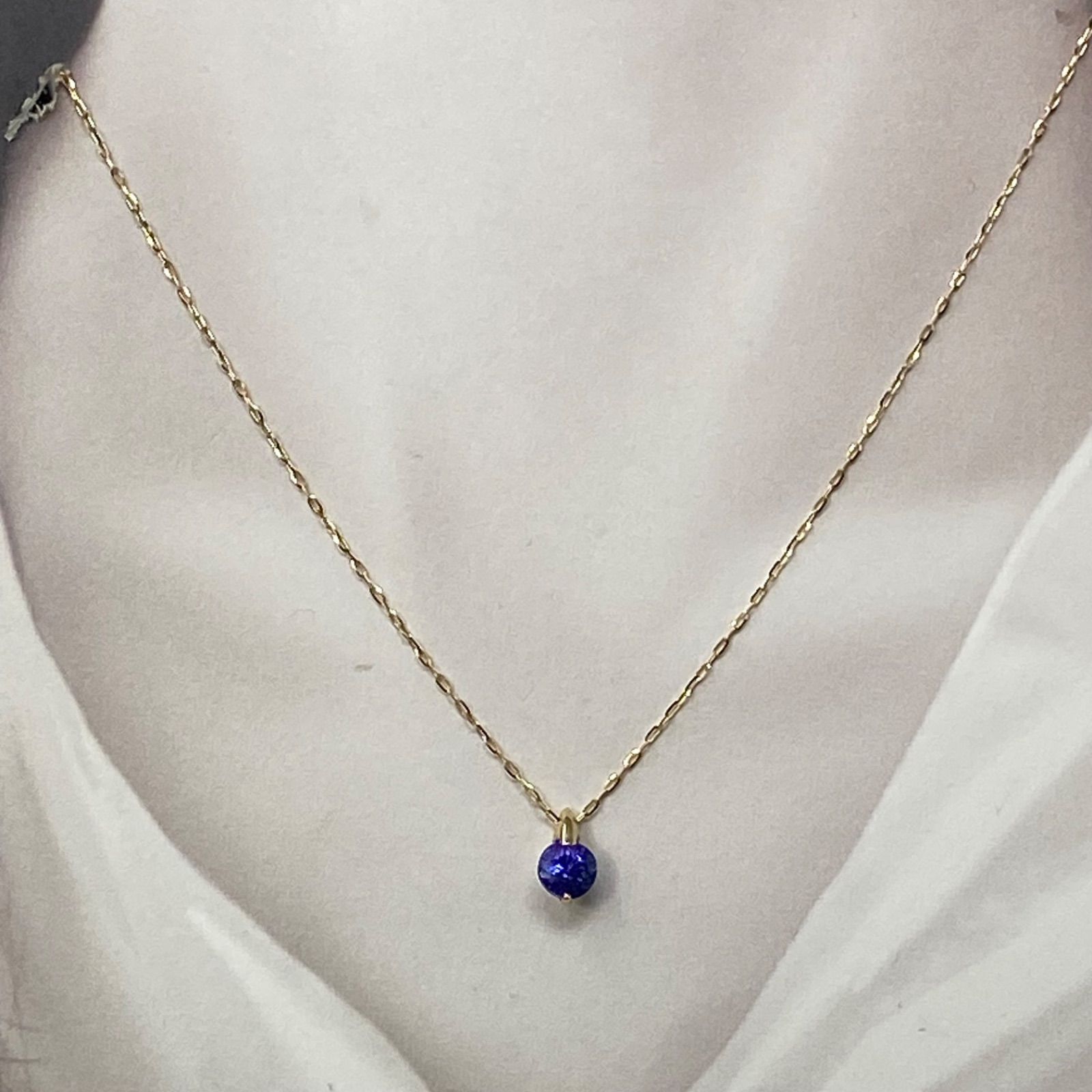 k18YG AU750 18金 天然タンザナイト 1.12ct ペンダントネックレス 