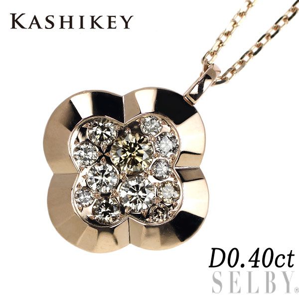 カシケイ K18WG ブラウン ダイヤ リング アンフォゲッタブル クローバー 