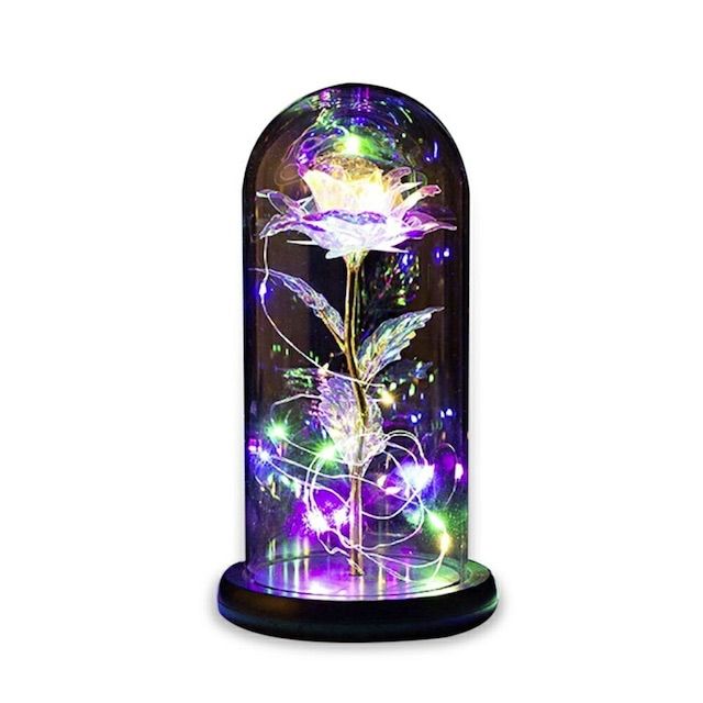 照明 薔薇 ガラスドーム LED 3D オブジェ 雑貨 玄関 インテリア Amazon | 照明 薔薇 ガラスドーム LED ギャラクシー 3D オブジェ