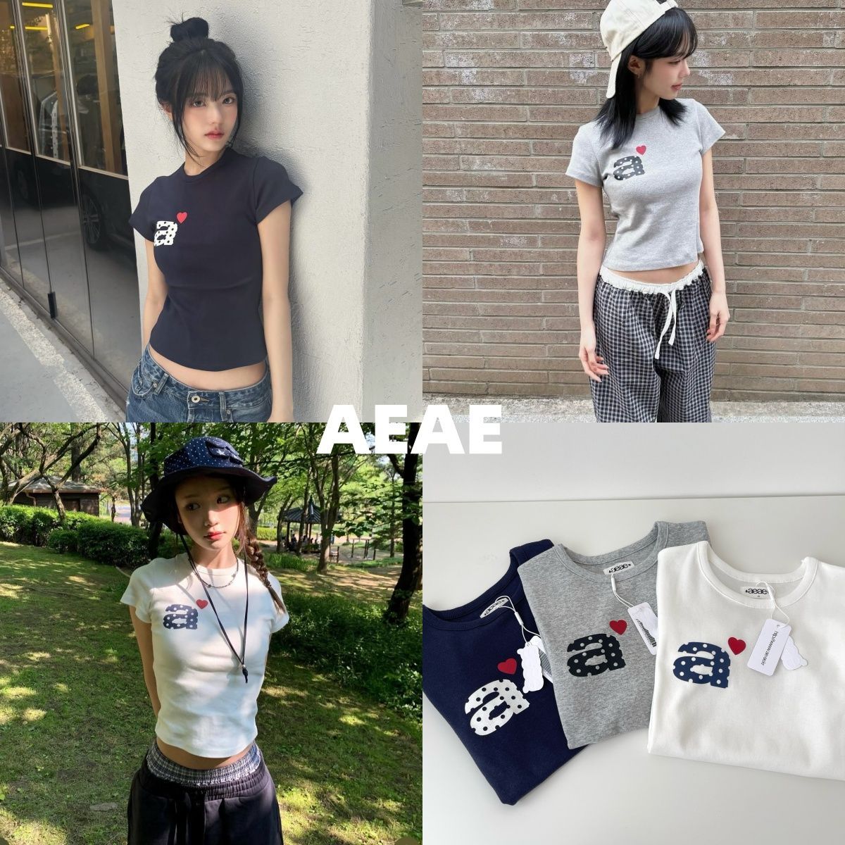 新品 韓国 AEAE エーイーエーイー DOT SMALL LETTER TEE 半袖