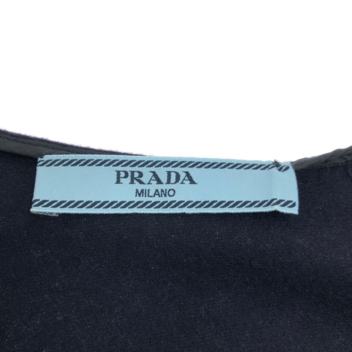 PRADA プラダ フレアースカート サイズ:36 ウール ネイビー レディース