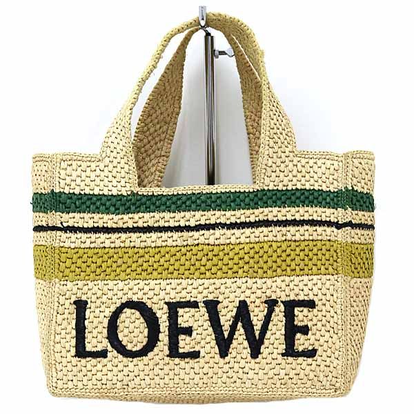 LOEWE ロエベフォント トート スモール ラフィア ストライプ トートバッグ ショルダーバッグ 2WAY 【中古】Aランク LOEWE ロエベフォント トート スモール ラフィア ストライプ トート