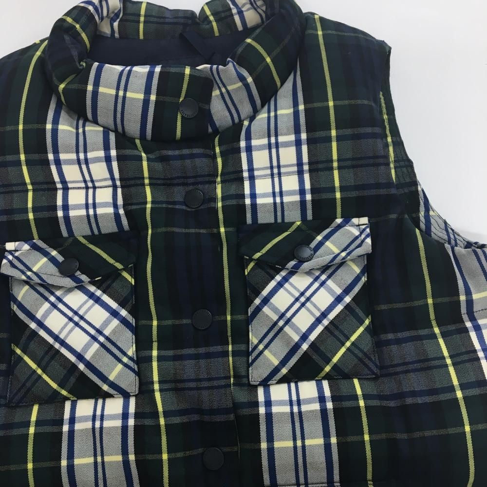 パーリーゲイツ ダウンベスト グリーン×ネイビー×イエロー チェック レディース 1 M ゴルフウェア PEARLY GATES LLC-HASEGAWATOSO_COM