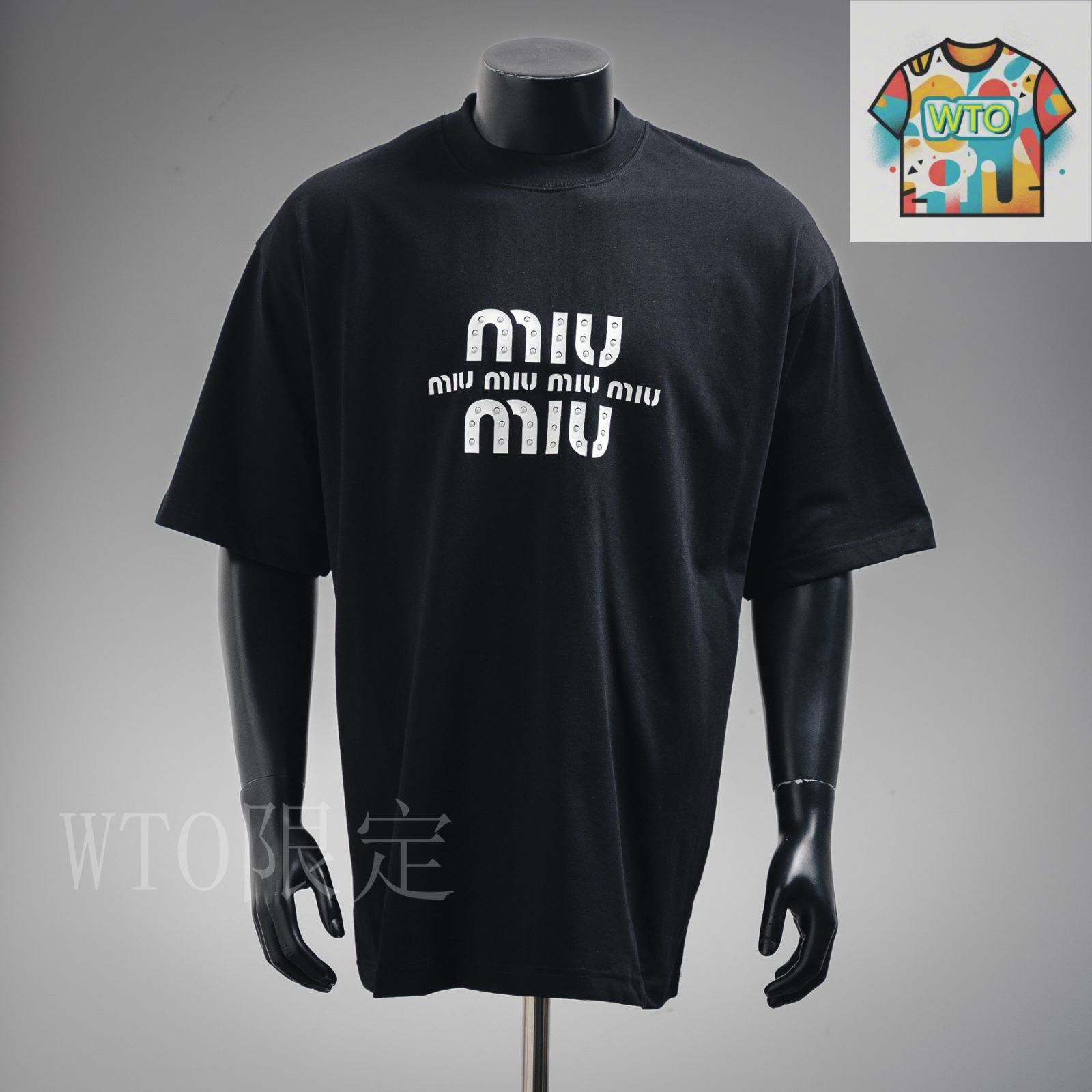 今日WTO】Miu Miu 25SS ミュウミュウ 大文字パール半袖 T-XM18