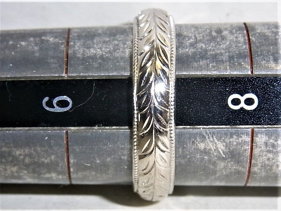 プラチナ マリッジリング 甲丸 柄入 サイズ#7 結婚指輪