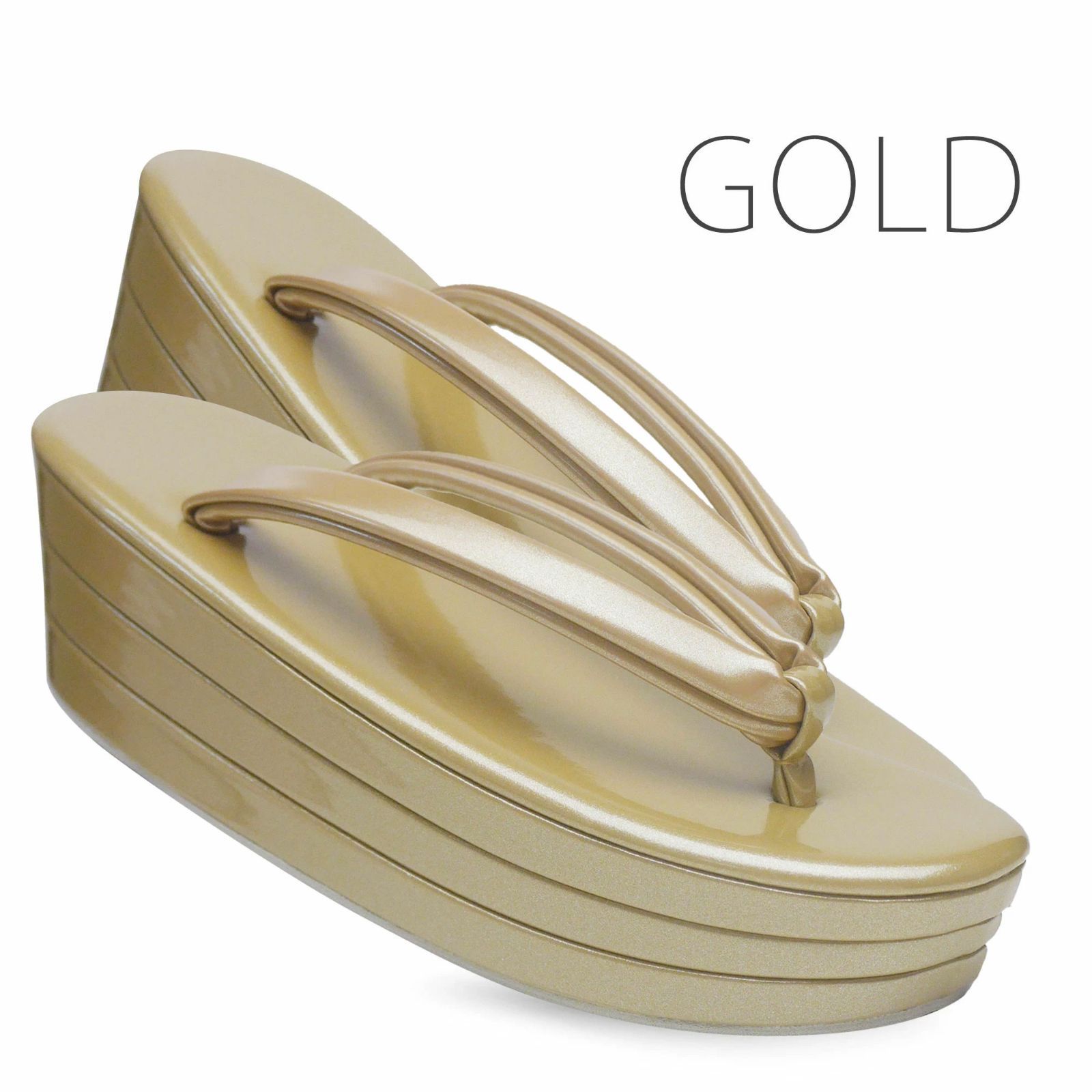 和装 厚底 草履 単品 3枚芯 レディース ヒール草履 wzouri23GOLD
