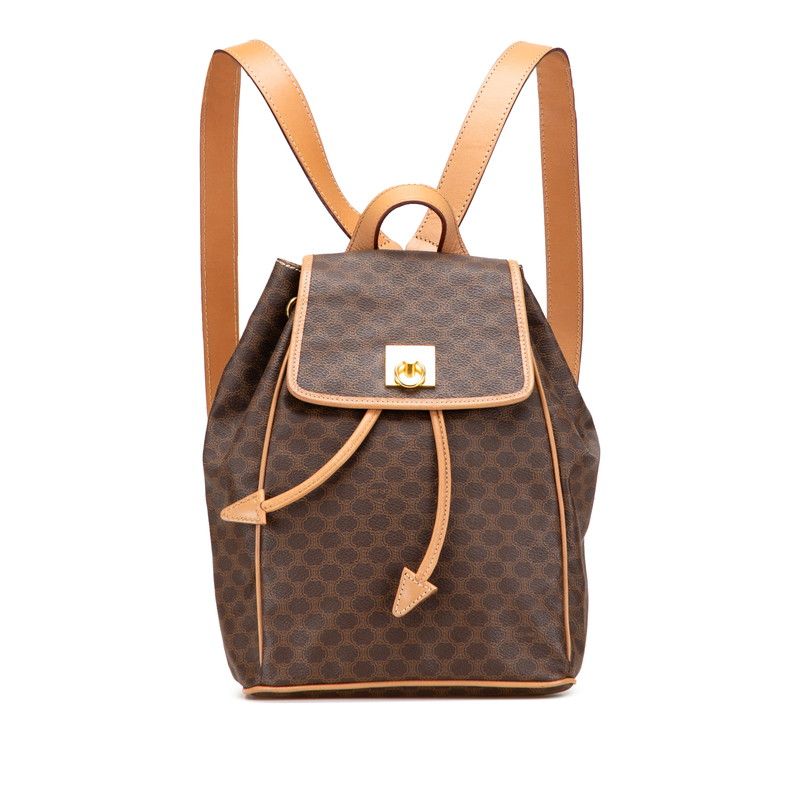 希少 セリーヌ マカダム ウエストバッグ ベージュ×ブラウン レザー×キャンバス CELINE セリーヌ パリマカダム キャンバス×レザー ボディバッグ