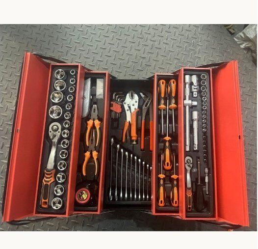高品質* のものです*ラチェットレンチ工具セット|自動車修理85点セット工具|72歯|レンチスリーブセット 鉄箱家庭用工具箱です