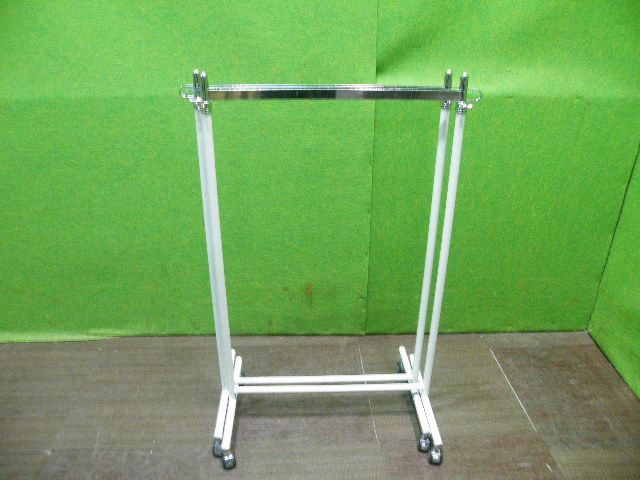 W60cmタイプ 業務用ハンガーラック ２台セット 角バータイプ キャスター付き シングルハンガー E-507