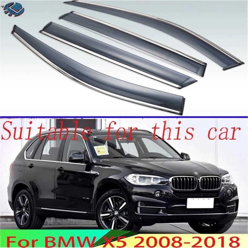 ◆For BMW X5 2008-2018 Plastic Exterior Visor Vent Shades Window Sun Rain Guard Deflector 4pcs 2010 2012 2013 2014 2015