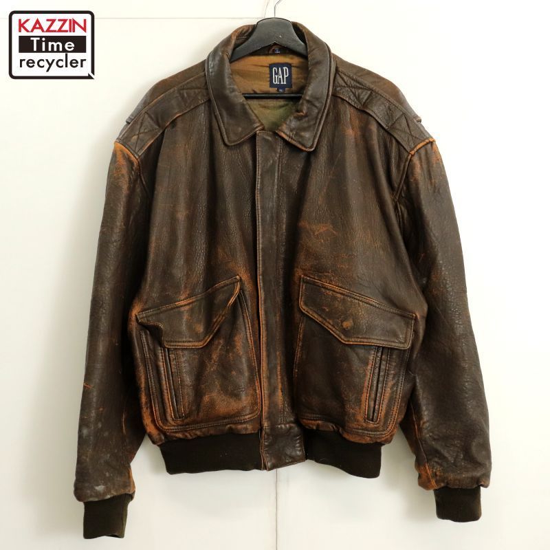 90s GAP A-2 タイプ レザージャケット メンズ 表記XLサイズ