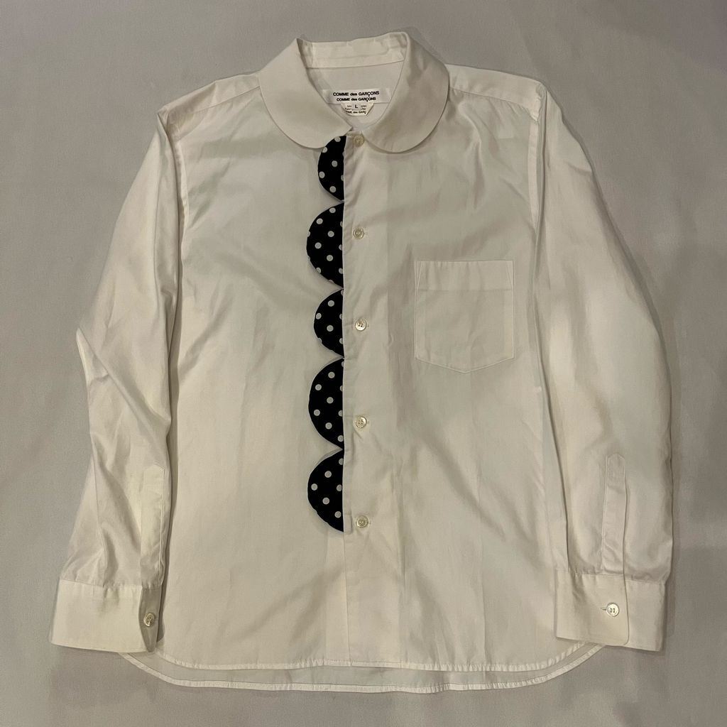 COMME des GARCONS COMME des GARCONS コムデギャルソン コムデギャルソン Scalloped Design L|S Shirt 長袖シャツ RR-BO28 ホワイト size L 代官山A07