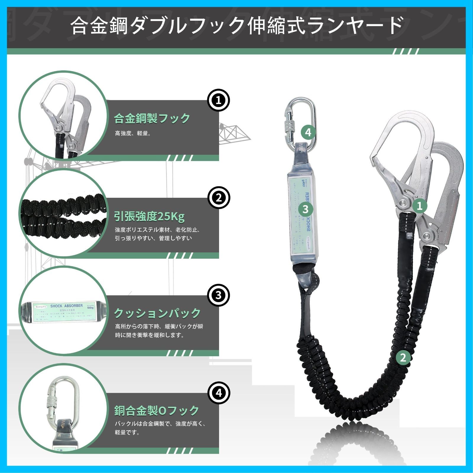 新品 [GUANGJIA] 新規格胴ベルト型安全帯 セルフロックワンタッチ