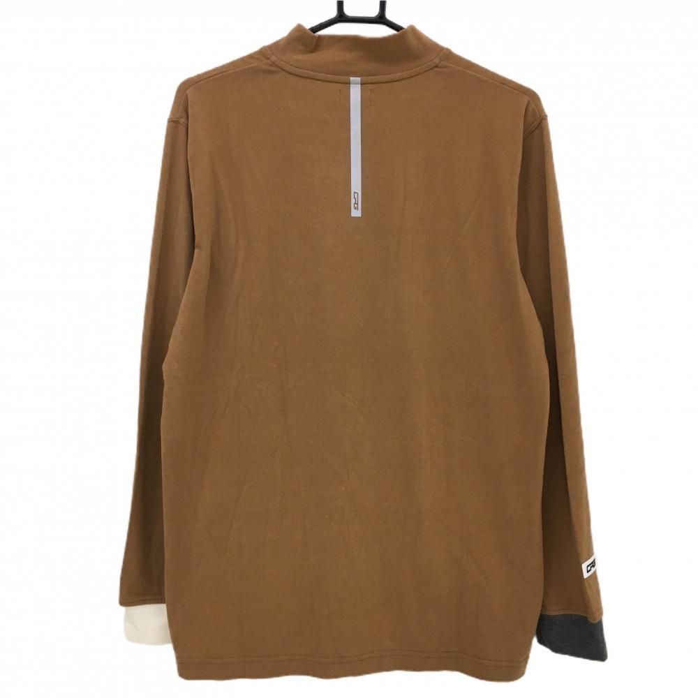 【美品】CPG 長袖ハイネックシャツ ライトブラウン 微起毛素材 ストレッチ メンズ 3(L) ゴルフウェア CPG 美品】CPG 長袖ハイネックシャツ ライトブラウン 微起毛素材