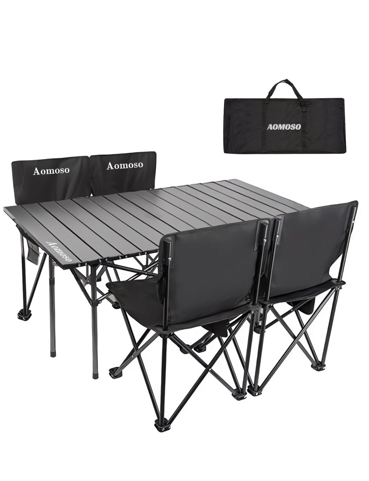 商品 ピクニック ベンチセット ピクニックテーブル アルミテーブル椅子 超軽量 折り畳み 7点セット 組立簡単 収納バッグ付き チェア BBQ お釣り テーブル テント ガーデン アウトドア 屋外 キャンプ用品 Aomoso 5 ブラック