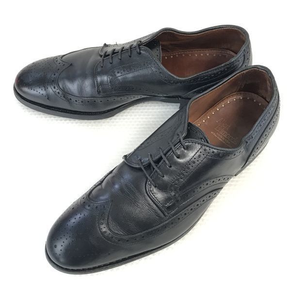 80s-90s? Vintage アレンエドモンズ|ALLEN EDMONDS|Lombard 本革|グッドイヤー製法|ウィングチップ 9.5D|27.0|黒|BLACK dress shoes◆pA-52<sale>