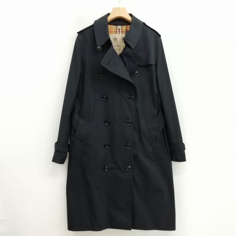 バーバリー BURBERRY ロング トレンチコート ノバチェック裏 40 ネイビー