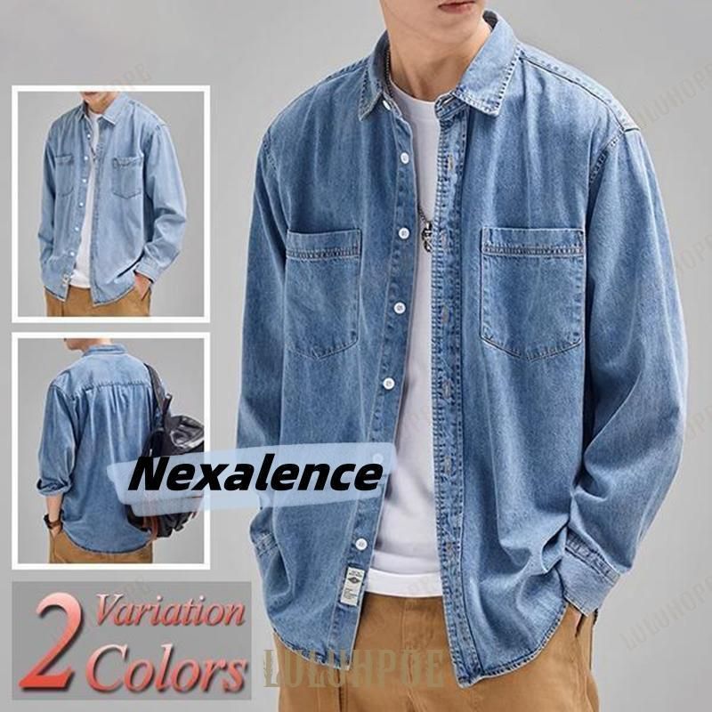 デニムシャツ メンズ 長袖 春 秋 冬 ダンガリーシャツ ウエスタンシャツ シャンブレー カジュアルシャツ