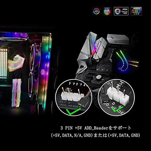 3PIN 5V 4x50CM BTF-LIGHTING LED RGB PC LEDテープライト 個別にアドレス指定 5V 3ピン RGBスプリッターケーブル付き  4x50CM LEDライトストリップ PCコンピューターケース用 Asus Aura、Gigab - メルカリ