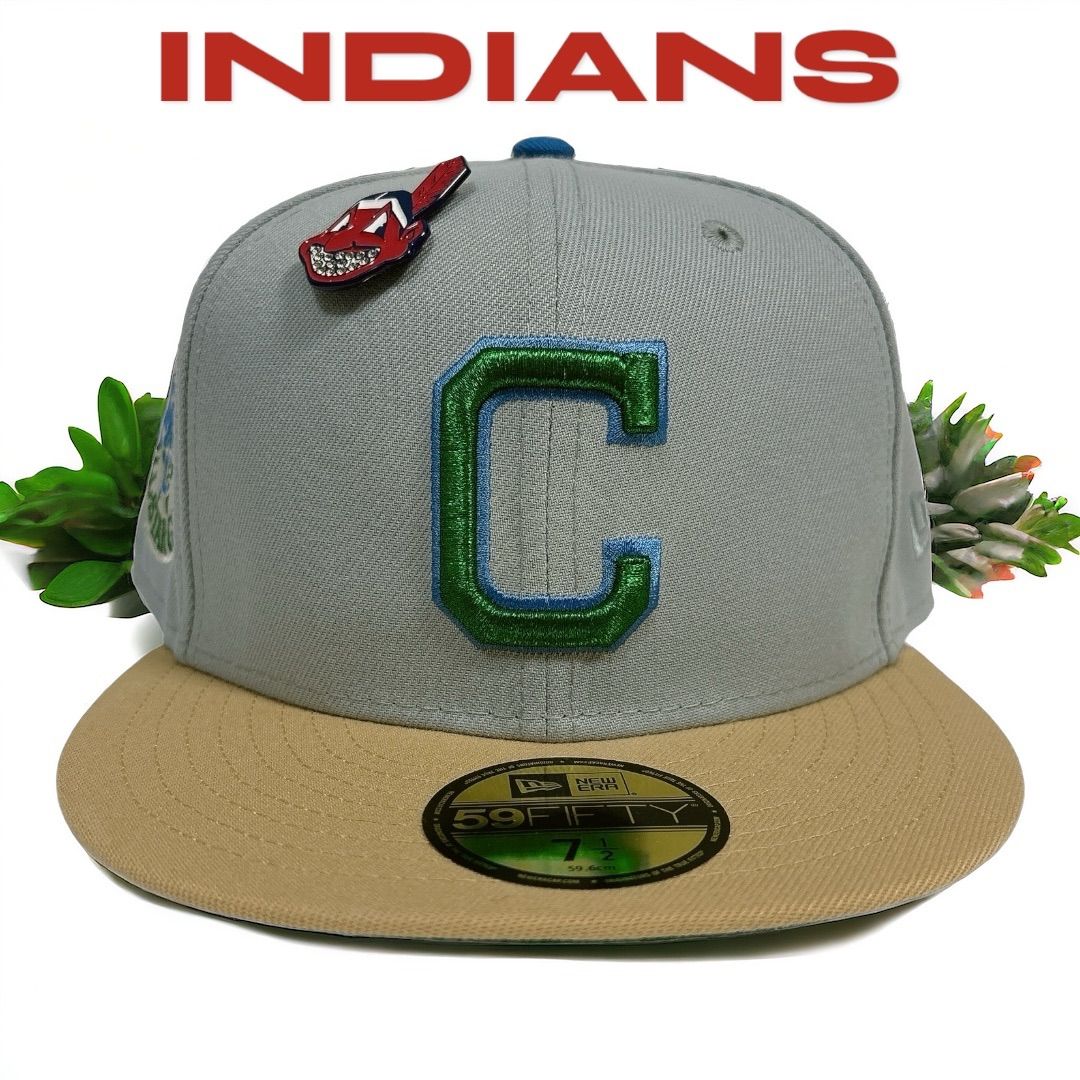 新品71/2 インディアンスワフー酋長ピンズ付きニューエラ59FIFTY NEW  ERA INDIANS