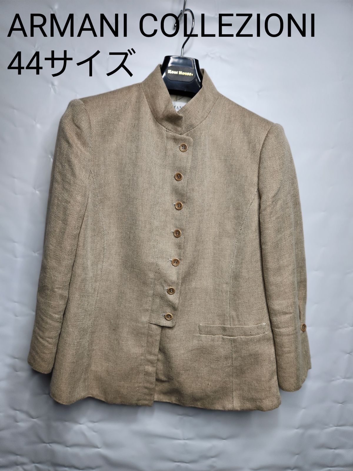 希少】ARMANI COLLEZIONI 麻×綿 スタンドカラージャケット