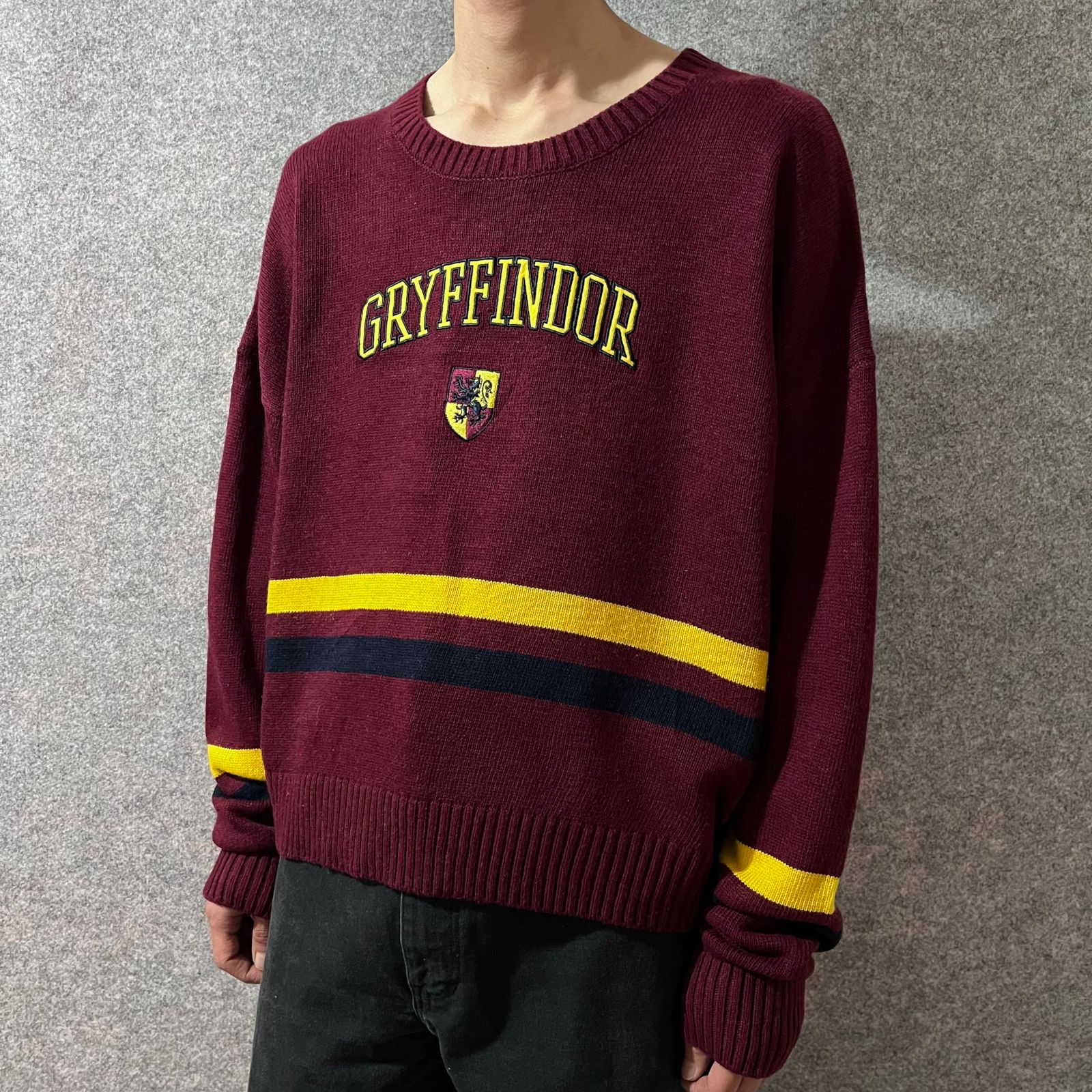 【ハリーポッター】グリフィンドール ワッペン ロゴ ニット セーター 3XL古着屋arie✿K53-126