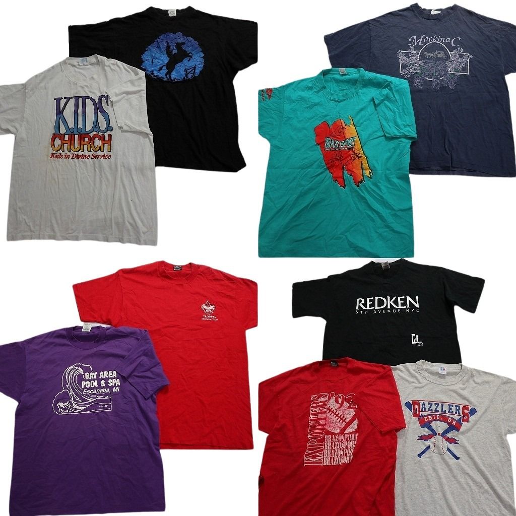 古着卸 まとめ売り ～90s　オールド 半袖Tシャツ 9枚セット (メンズ XL ) シングルステッチ カラー系 MT1062