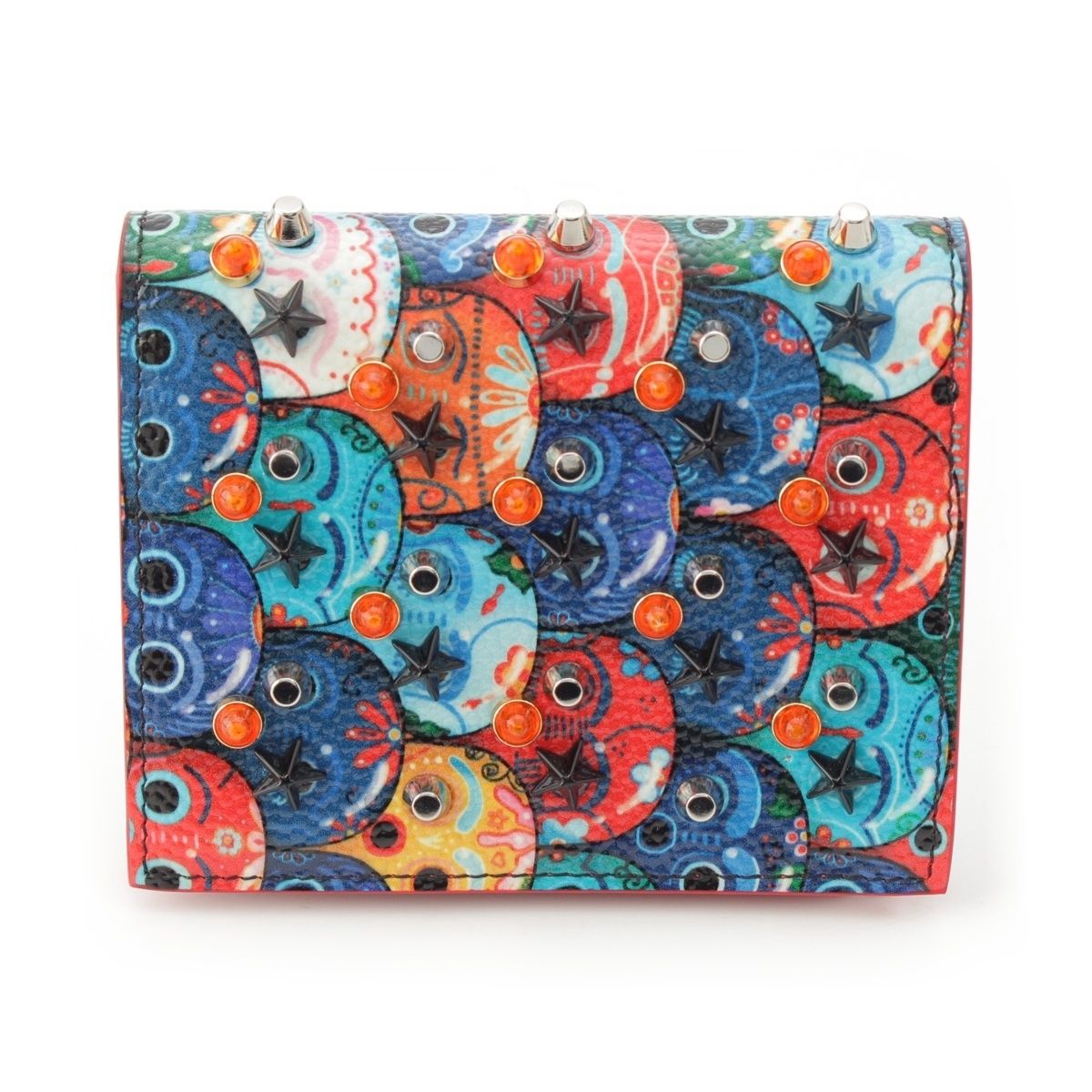 クリスチャンルブタン スタッズ 二つ折り財布 コンパクトウォレット  