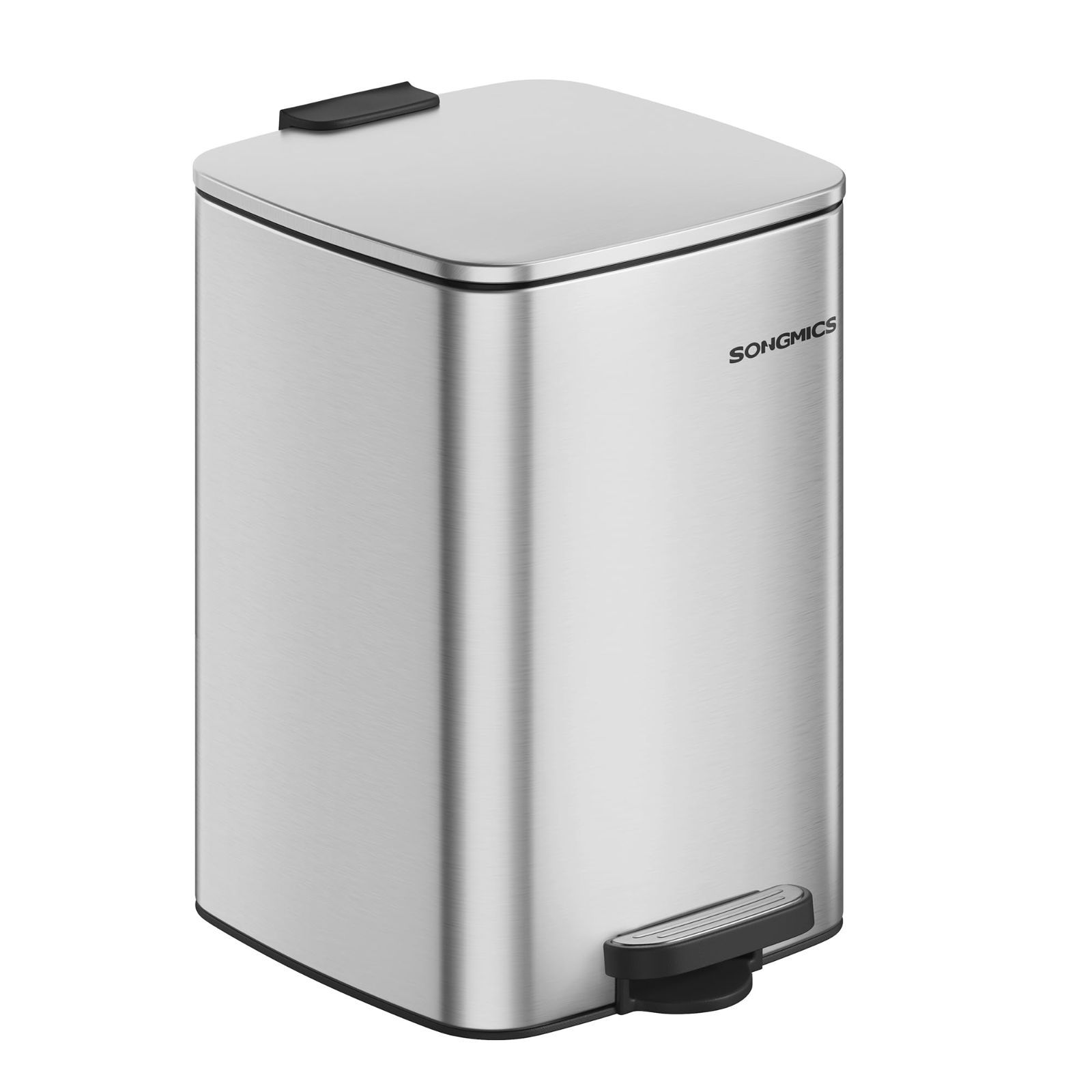 Color:シルバー_Size:20L SONGMICS ゴミ箱 スリム 20L ペダル式 蓋付き ステンレス製ダストボックス キッチン、リビング、洗面所隙間用 音が静か 袋が見えない 省ペース 防水 内バケツ有り 一人暮ら