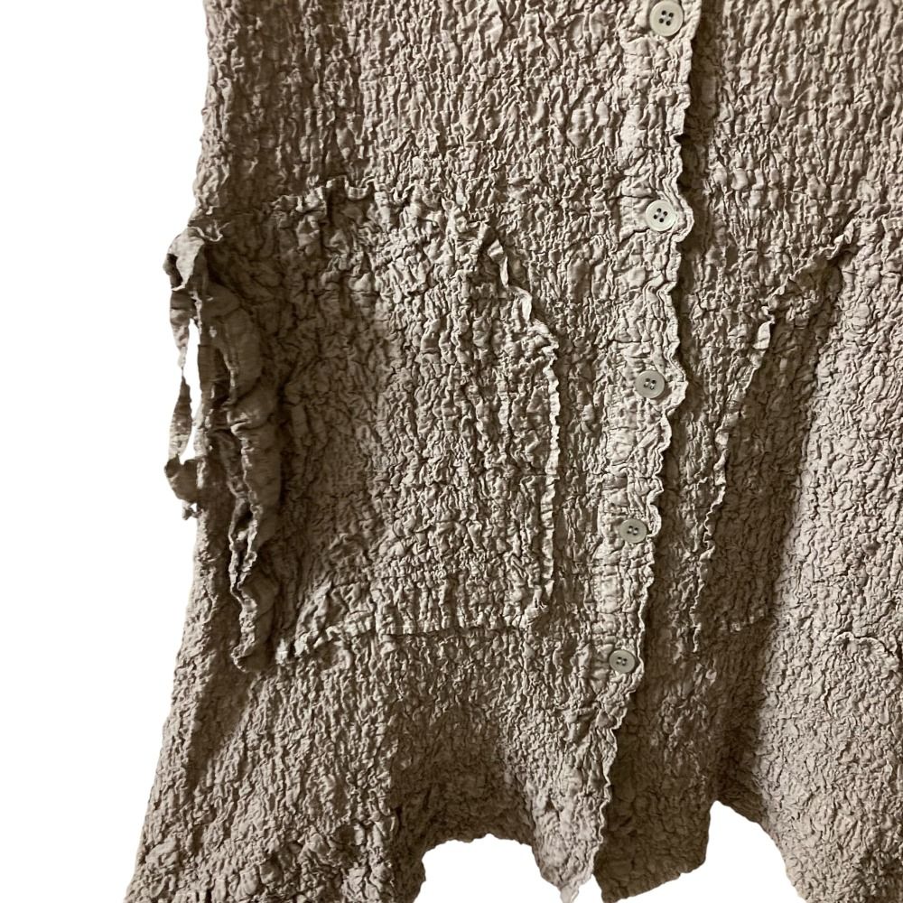 me ISSEY MIYAKE ミーイッセイミヤケ カリフラワープリーツ ロングシャツジャケット MI94FA961 ライトブラウン レディース 古着 GULLKHAN_COM