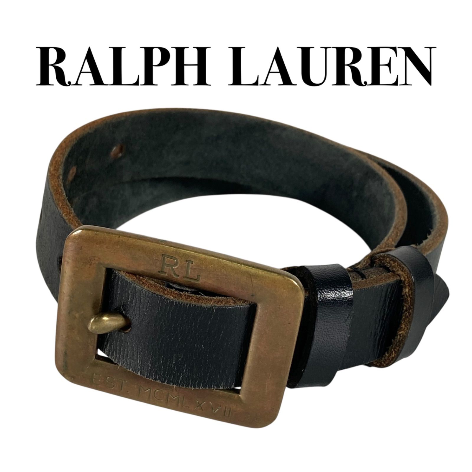 Ralph Lauren ラルフローレン 真鍮バックル カービングレザーベルト m43 RALPH LAUREN ラルフローレン ベルト 真鍮 カービング