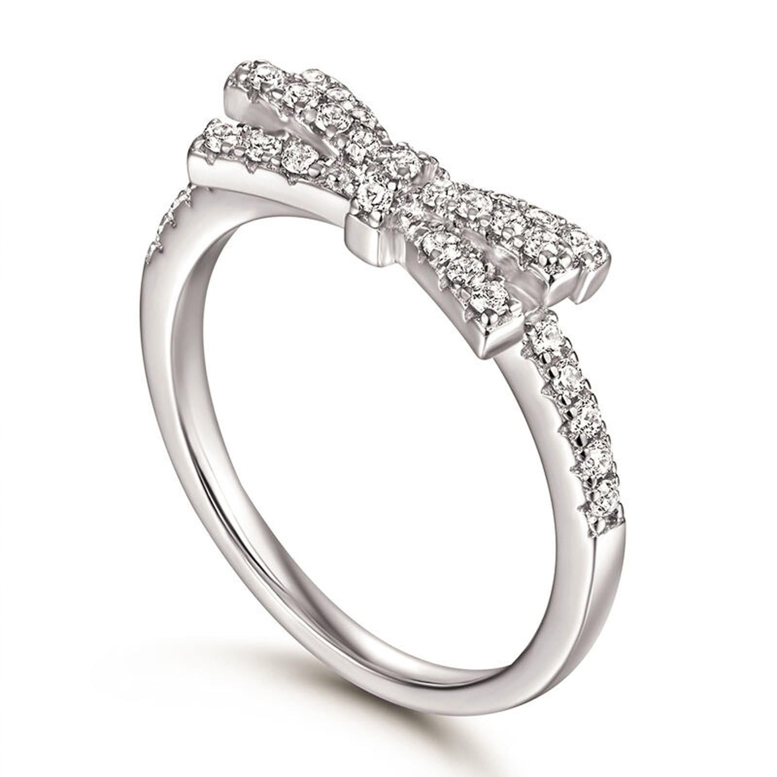 指輪 指輪 かわいい キラキラ レディースリング ダイヤモンド ジュエリー 美指リング 蝶結び レディース Jeulia