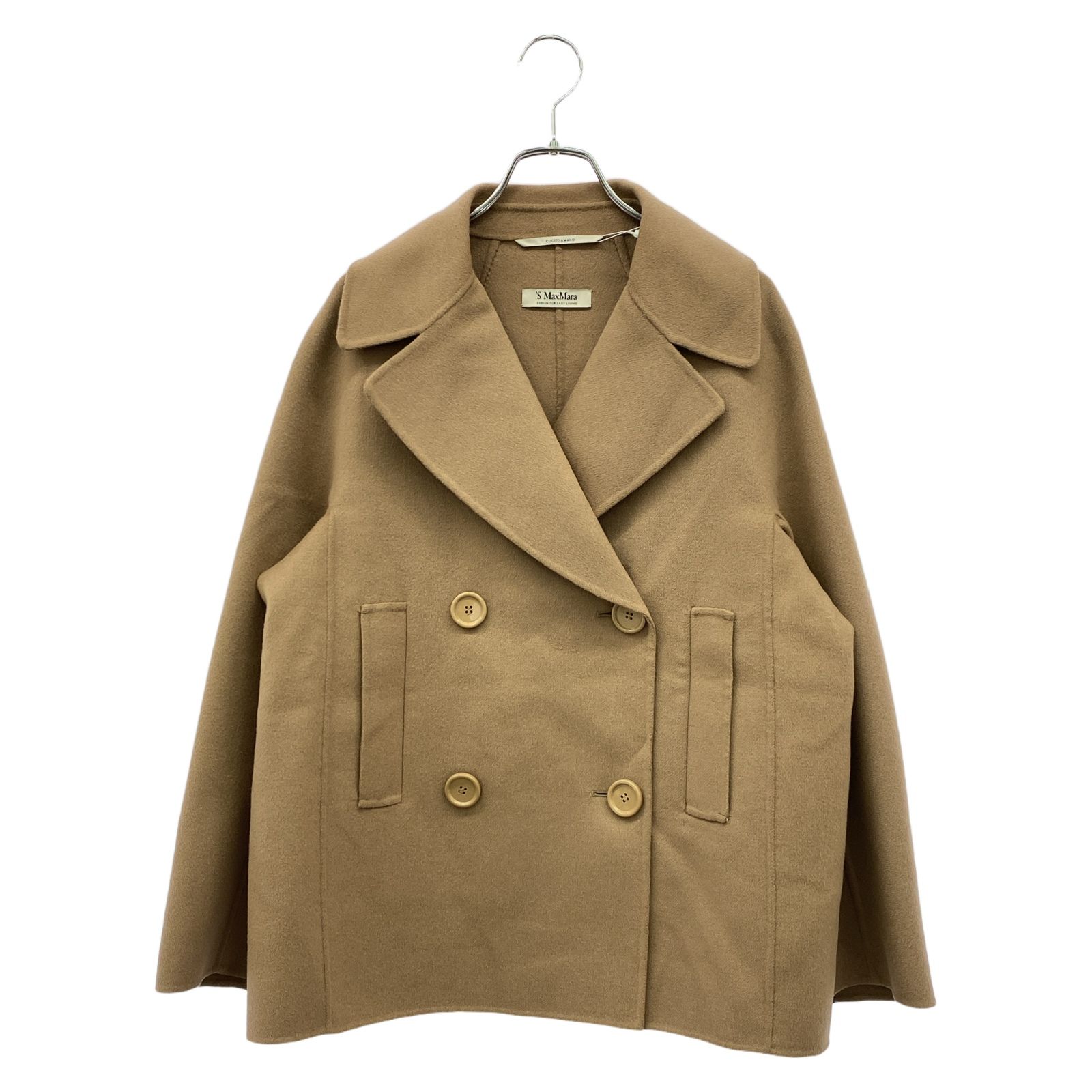 【美品】Max Mara ピーコート　キャメル　ベージュ　サイズS エス マックスマーラ 'S Max Mara ピーコート Pコート ベージュ ウール