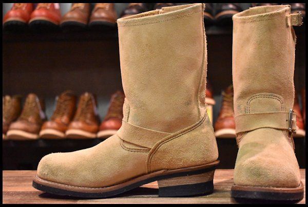 【8D 良品 18年】レッドウィング 8268 スエード エンジニア ホーソーンアビレーンラフアウト ベージュ ブーツ redwing HOPESMORE【EB254】