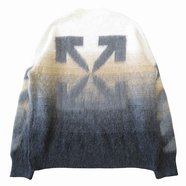 ｏｆｆ-ｗｈｉｔｅ オフホワイト モヘヤ アルパカ グラデーションニット Ｍ オフホワイト グラ―デーションバックアローモヘアウールニット M