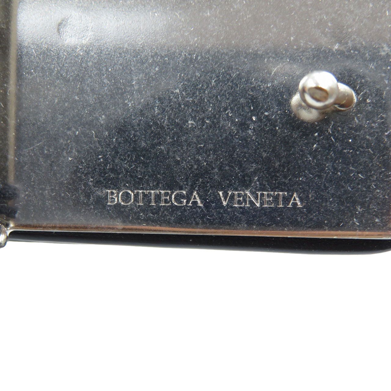未使用 ボッテガヴェネタ 587092 110㎝ 44INカーフ メタル シルバー金具 ブラック 黒 0074 BOTTEGA VENETA