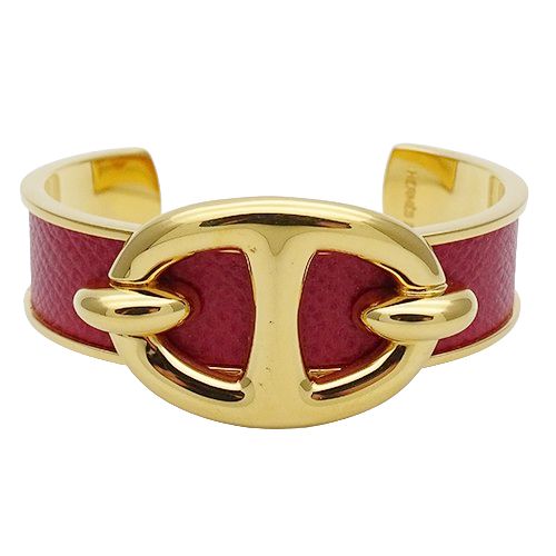 HERMES エルメス エマイユ GM バングル レッド ゴールド金具