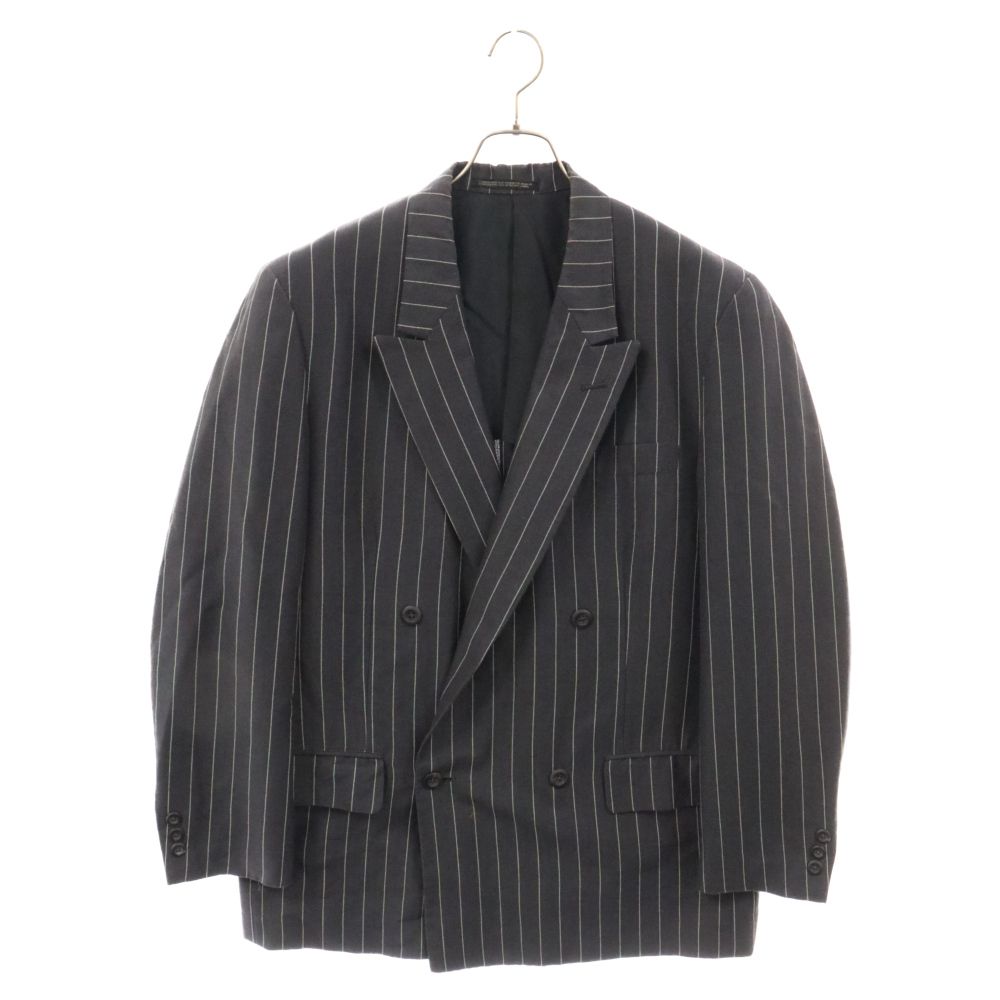 Yohji Yamamoto POUR HOMME ヨウジヤマモト プールオム 93SS デリバリー期 ピークドラペル ストライプ柄 ダブルブレスト テーラードジャケット グレー HO-J31-121 Yohji Yamamoto POUR HOMME (ヨウジヤマモト プールオム) 93SS